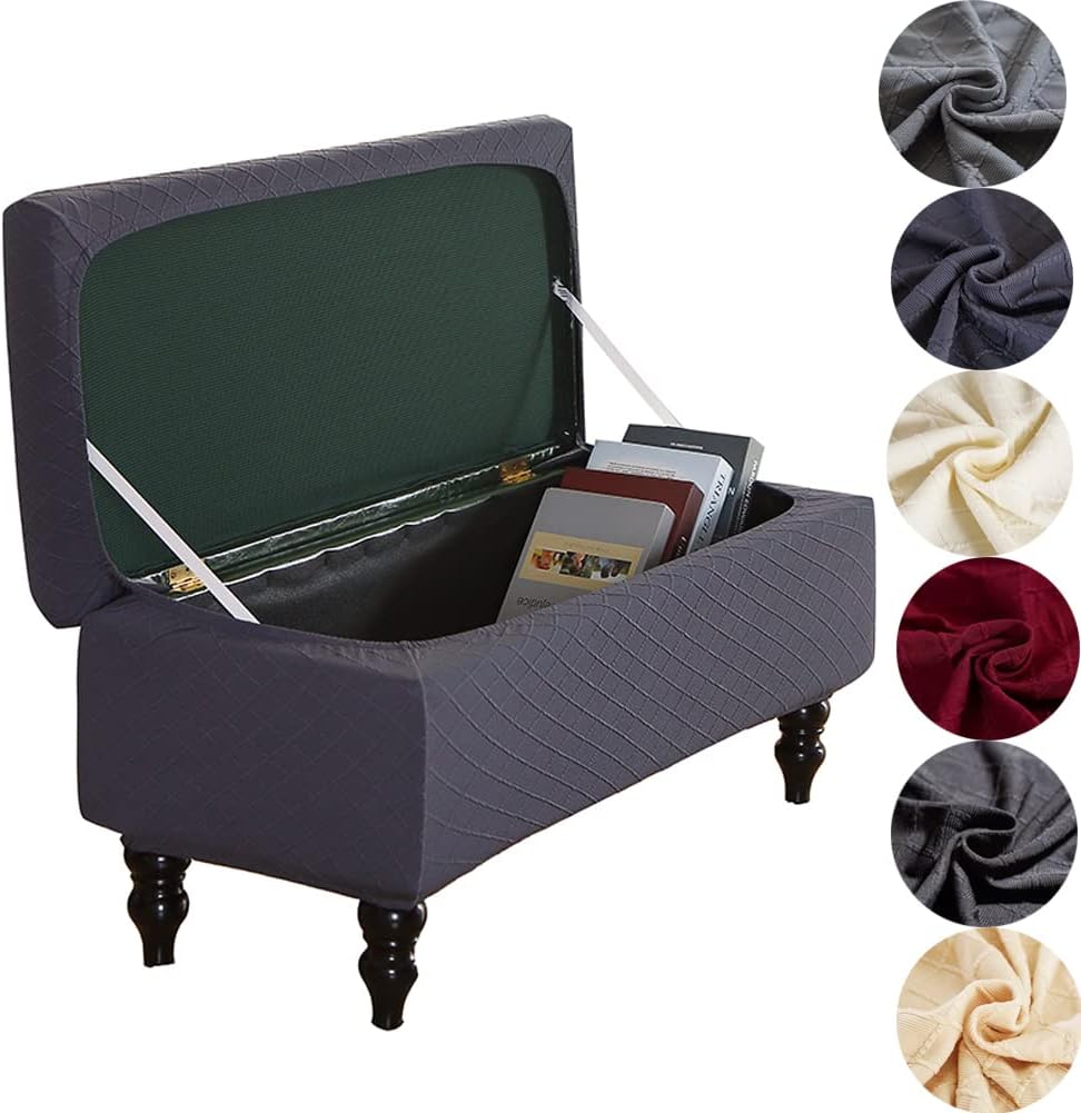 ANWUCHEN Ottoman Cover Rectangle,Stretch Storage Ottoman