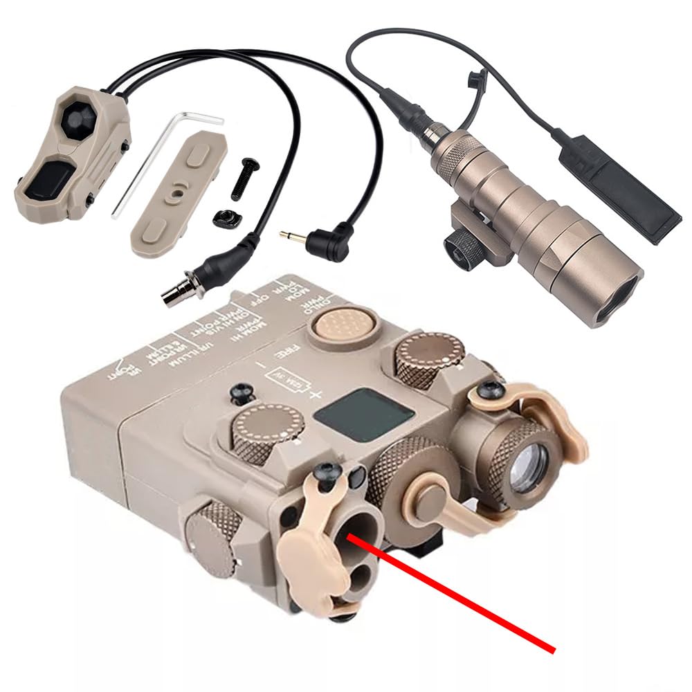 Nylon DL-A2 Aiming Laser Sight Box(with Infrared IR Laser + Flashlight & Mount+Red Laser),&M300C Strong LED White Flashlight,&an Modular Dual Wire Remote Pressure Switch(SF+2.5 Plug) Set,DE