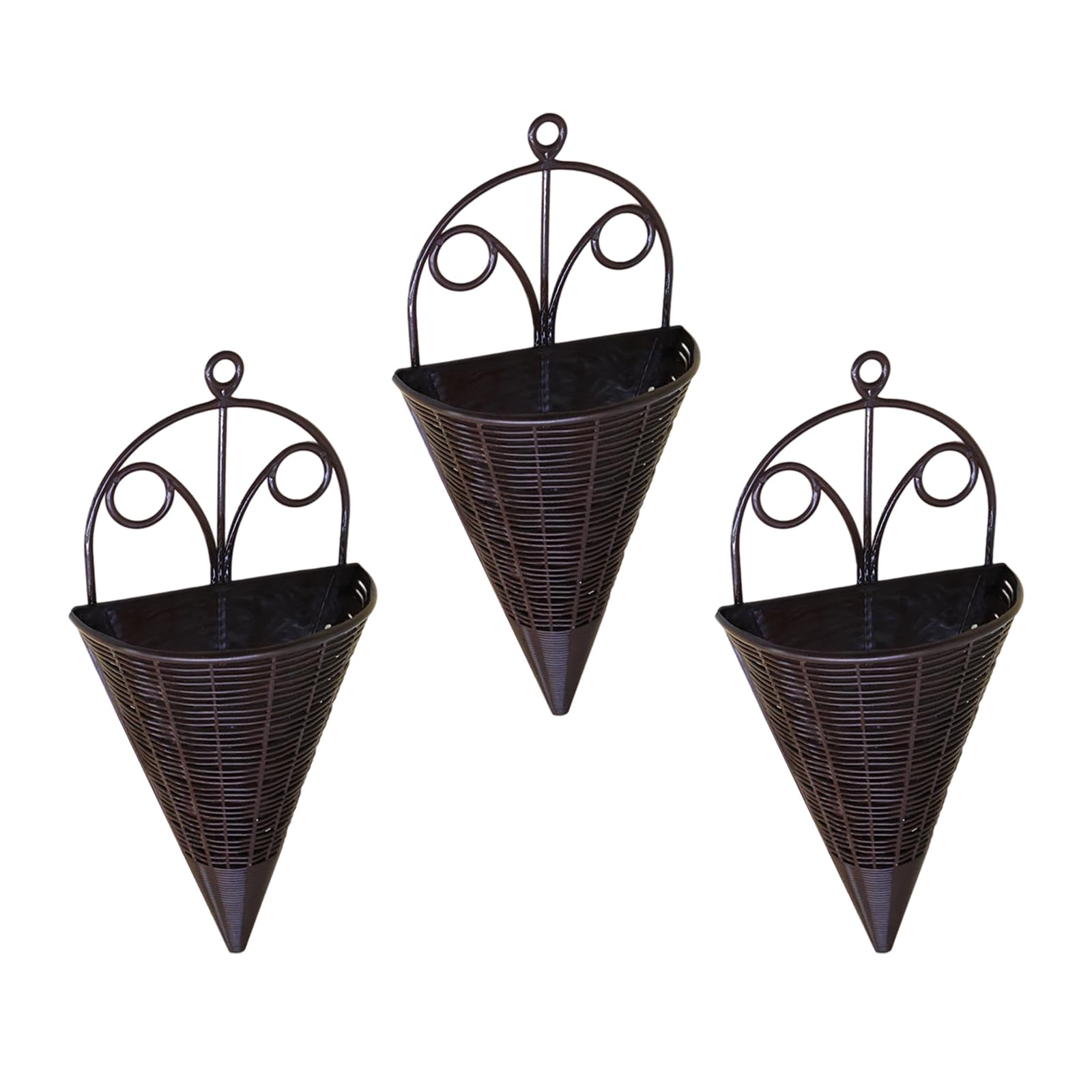 Kaeltsyn 3Pcs Hanging Flower Pots Wall Planter Rustics Farmhouse Wall Decors Hanging Basket Indoor/Outdoor Decorative Planter Decorative Storage Baskets