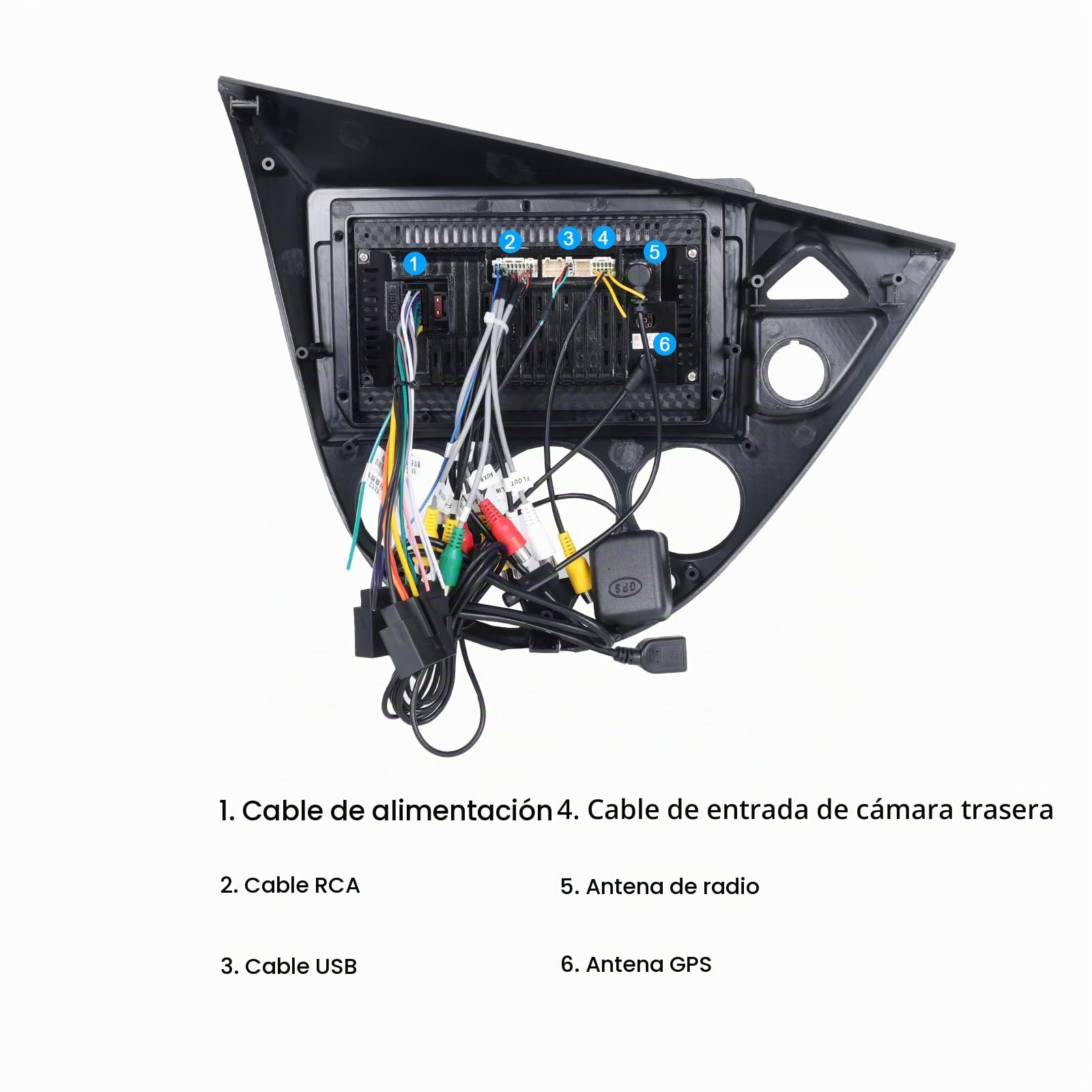 OiLiehu 4+64GB Android 13 2 DIN Carplay Android Auto Autoradio para Ford Focus MK1 C170 1998-2005 Pantalla Radio Coche 9 Pulgadas Mirror Link Bluetooth FM/RDS GPS WiFi SWC EQ Camara Marcha Atras