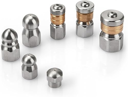 Miniatura 7 de Sconva Kit de cabezales de chorro, kit de boquilla de chorro de alcantarillado, botón giratorio, puntas de boquilla de limpieza de drenaje, kit de