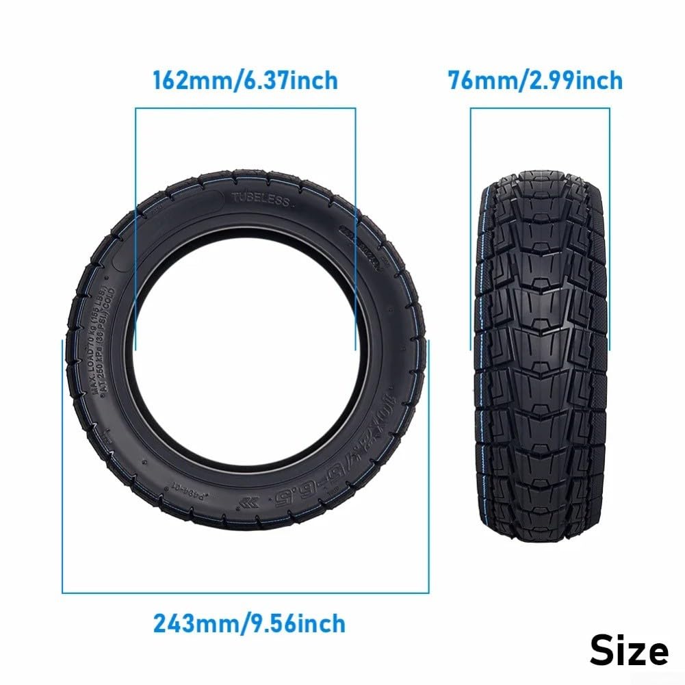 Pneumatico tubeless per scooter elettrico KuKirin G3, 10 pollici, 10 x 2,75-6,5, progettato per prestazioni ripetibili su terreni impacchettati e pendenze erbose