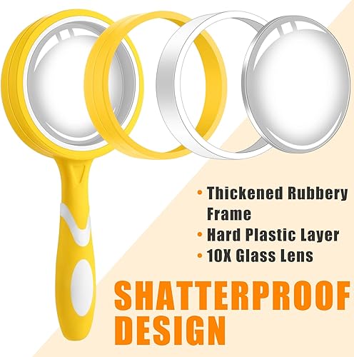 Miniatura 3 de Xuhal 48 lupas de mano 10X lupa de lectura inastillable para personas mayores y niños, lente de aumento de color de 1.969 in con goma antideslizante