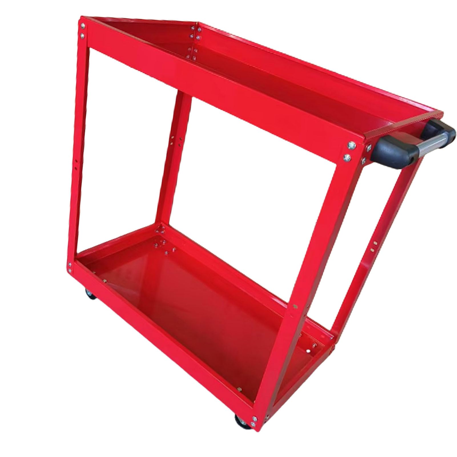 aqxreight Carrello Portautensili di Servizio Carrello Portaoggetti Mobile con 2 Vassoi con Ruote con Freno per Officina di Riparazione Auto, Struttura in Acciaio Laminato a Freddo, Finitura