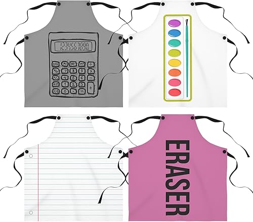 Miniatura 2 de Disfraz de Halloween para profesores de papelería, delantal para profesores adultos, lápiz marcador de crayón de Halloween, cuaderno, libro, disfraz