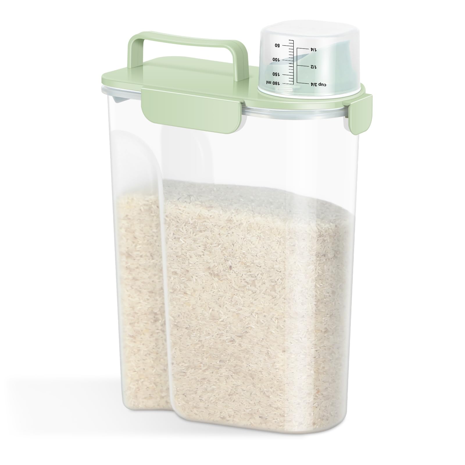 TBMax 2L/5L Rice Storage Container - Small Food Storage Container for Beans, Flour, Washing Powder, Portable Cereal Storage Container with Lid (5L-Light Green) — image 1