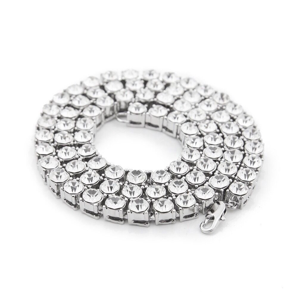 LSDMYFashion 14K White Gold Plated Iced Out 1 Row Tennis Hi-hop STYL Necklace (36)