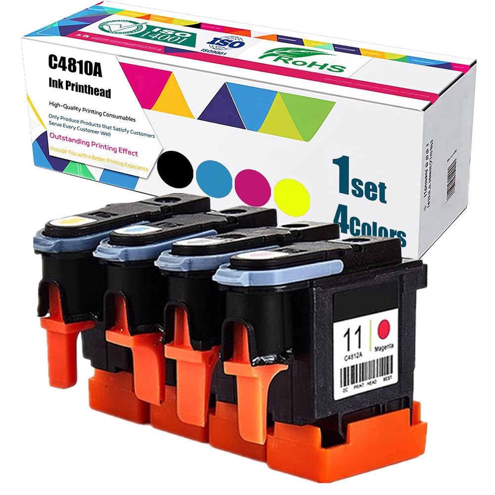 Testina Di Stampa A 11 Inchiostri, Testina Di Stampa ABS Antiruggine Accessori Per Stampanti Plotter Sostituzione Adatta Per Stampanti HP Designjet 100 110 111 500 510 800 813 850,4 Colors-1 PACK
