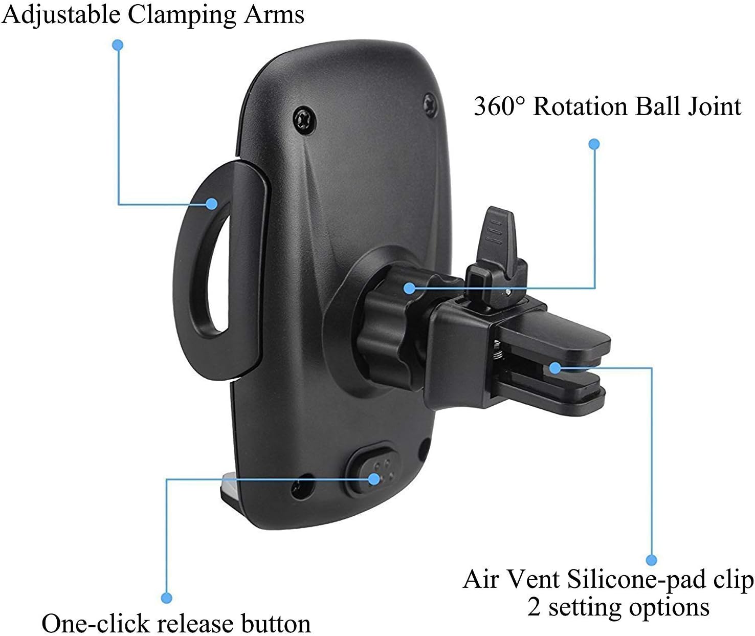 Yostyle Air Vent Car Mount Phone Holder with Quick Release Button Adjustable Direction for iPhone X/Xs/XR/8/7/6s Plus/SE/5S, Samsung Galaxy Note S10/S9/S8/S7, Nexus, LG and Most 4-6 Inches Smartphones