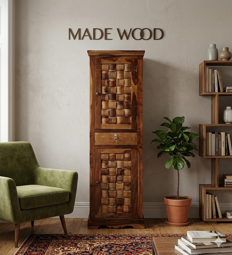 MADE WOOD Solid Wood Wardrobe, Wardrobe for Clothes Wooden, Almirah for Clothes Wooden in Provincial Teak Finish-image-45