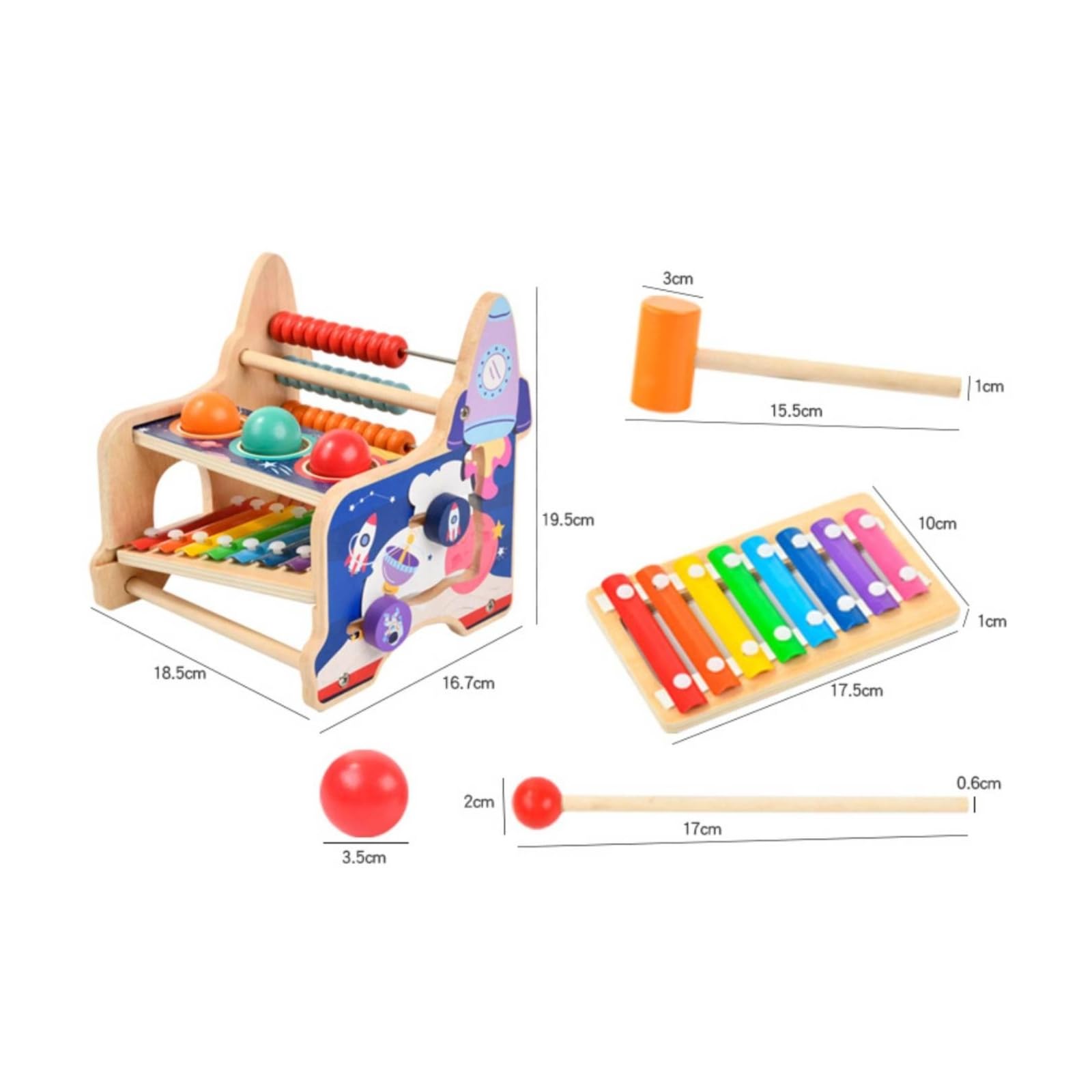 kowaku Tavolo attività Child-Centered in Legno Multifunzionale Gioco Multifunzione con Ingranaggi e Orologio Salvaspazio Giocattolo Educativo per Area Giochi