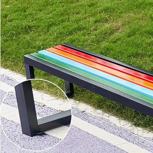 Weatherproof Outdoor Garden Bench, 2-3 Person Backless Seating, Slatted Metal Frame, 880 lbs Capacity, Stylish Pink Patio Bench for Parks & Patios (39.5 inch)