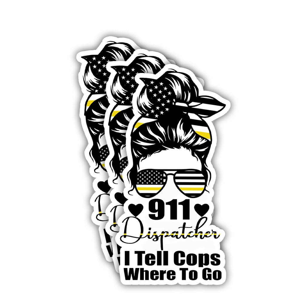 SODAVA (3Pcs) Dispatcher Sticker Funny 911 Operator Gift Waterproof Vinyl Decal for Laptop Water Bottle Computer Notebook Dispatch Life Sticker for Emergency Communications Worker