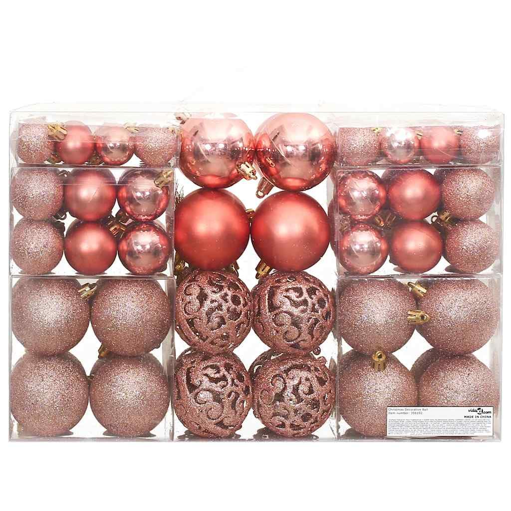 Weihnachtskugeln 100 STK Rosa und Rose Polystyrol Kugeln 3 4 6 cm matt glitzernd glänzend hohl Christbaumschmuck für Tannenbaum Zweig Dekor Advent Wohnzimmer Festtag