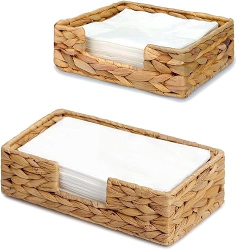 Servilleteros de jacinto de agua para cocina y baño, bandeja para toallas de invitados para baño, soporte de servilleta de papel, servilletero