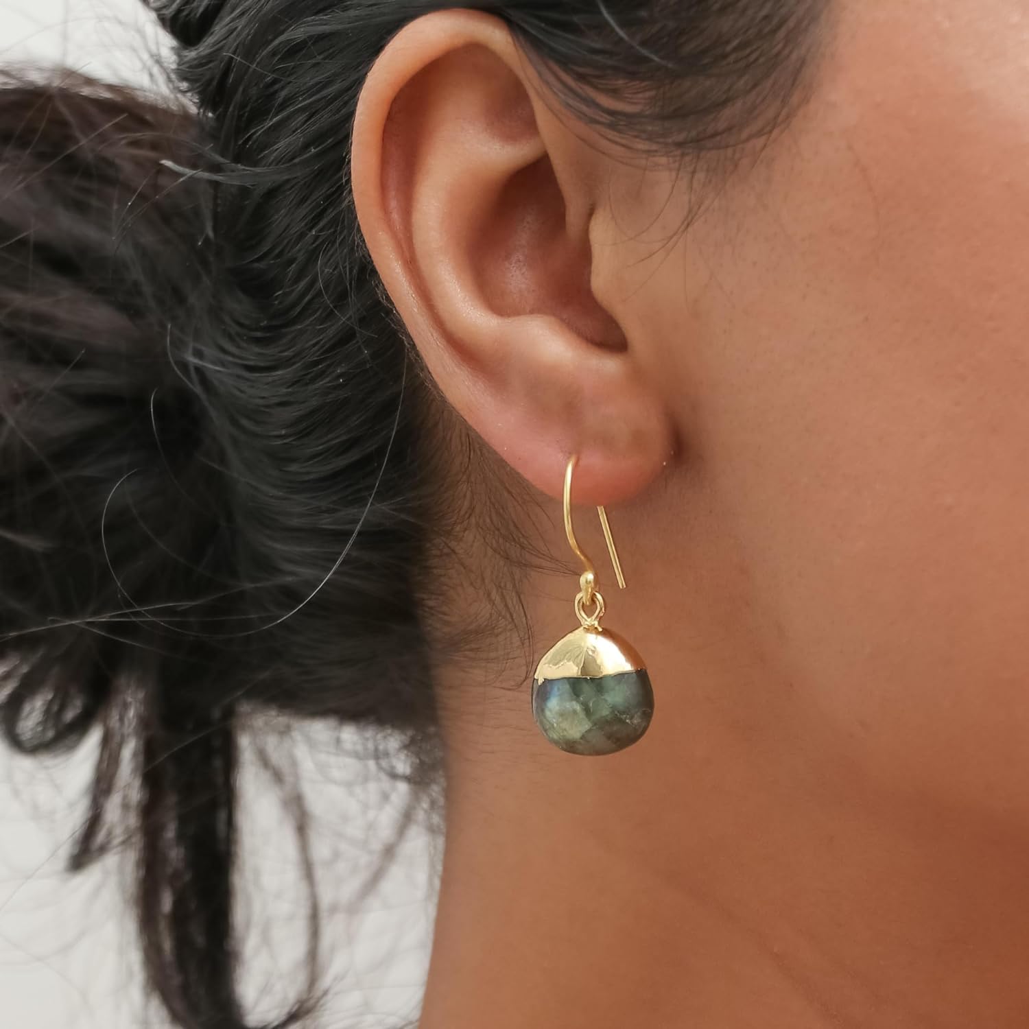 Gempires Natural Labradorite Teardrop Dangle Earrings For Women Dainty Crystal Jewelry Gemstone Handmade Boho Earrings for Women - Image 4