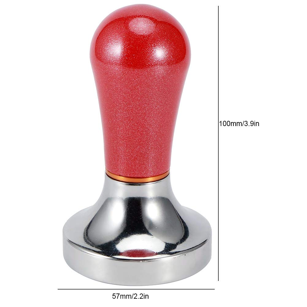 Pilon à Café 57mm Premium En Alliage D'Aluminium Avec Poignée Rouge - Tamper Expresso Ergonomique Pour Barista