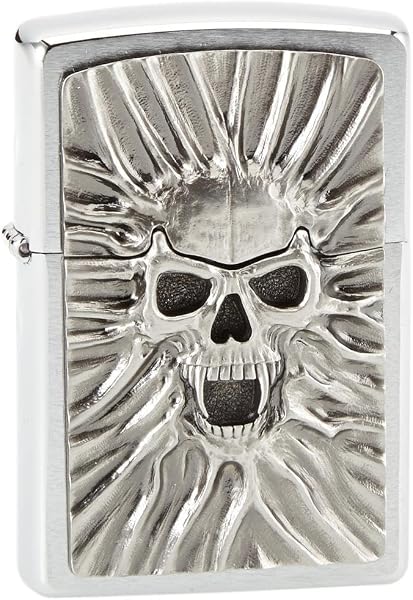 Zippo Briquet tempête – Design Wolf and Moon – Chrome brossé – Emblème – Rechargeable – Réutilisable – Design Coupe-Vent – Boîte Cadeau – Fabriqué aux États-Unis - 5