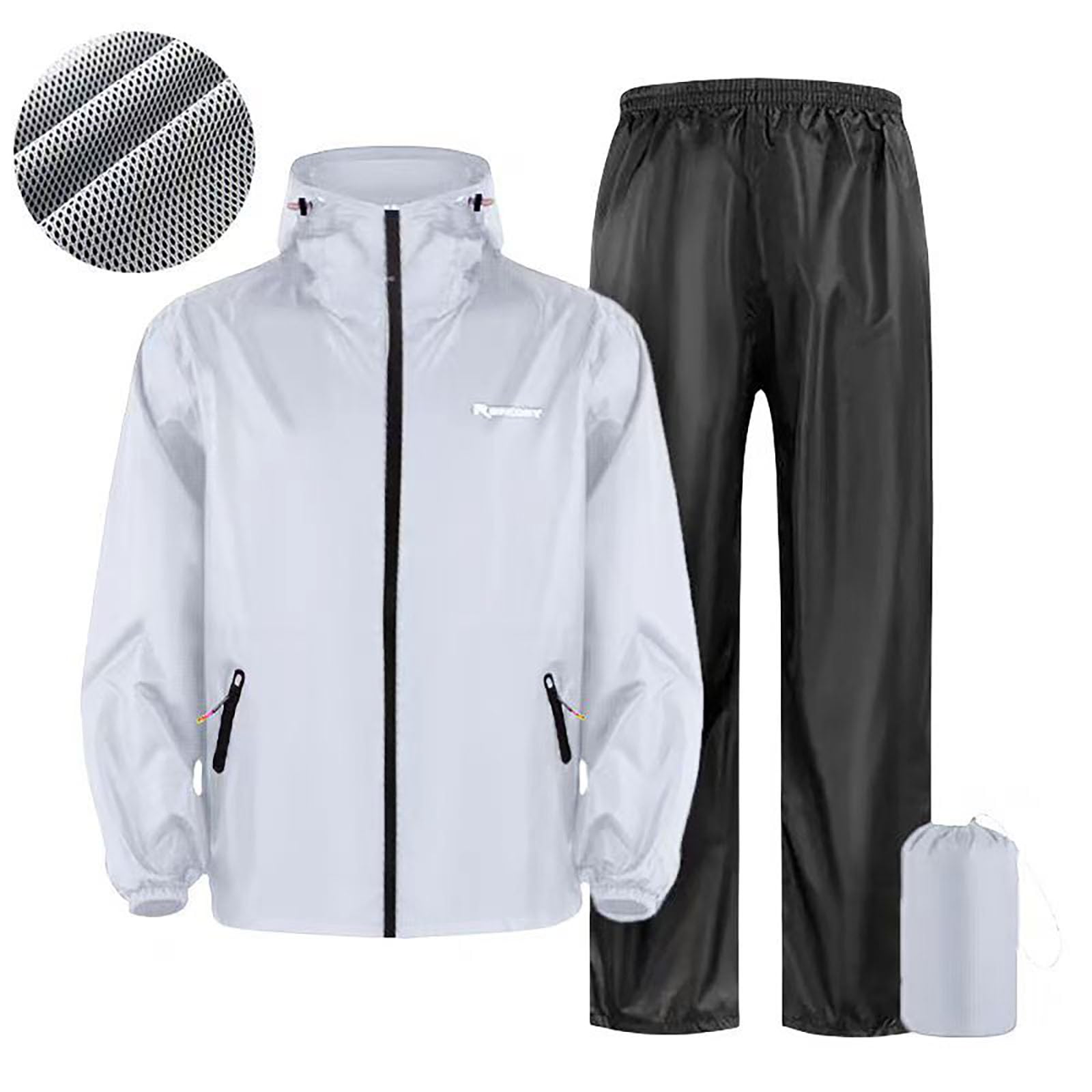 Generisch Combinaison de pluie imperméable pour homme et femme - Veste de pluie avec capuche - Ensemble de pantalon de pluie réfléchissant - Combinaison de pluie - Combinaison de moto pour l'extérieur