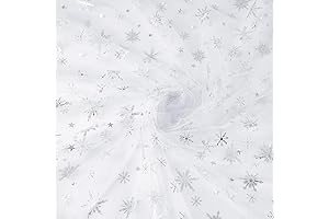 FINGERINSPIRE Snowflake Tulle Fabric, Sheer Mesh Material for Christmas Wedding Decoration, Perfect...