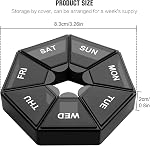 Pill Box, 2 Pack Portable Pill Box Medicine Case Medicine Vitamin Organizer, Large Daily Pill Cases, Pill Dispensers Box, 7 Day Pill Cases, AM PM Pill Box, Weekly Pill Organizer for Travel,Black