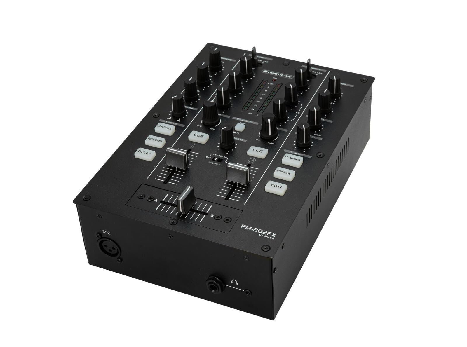 OMNITRONIC Mezclador DJ de 2 canales PM-202FX con filtro, FX y Bluetooth - Mezclador DJ con conectividad Bluetooth, filtro bipolar y 6 efectos de sonido