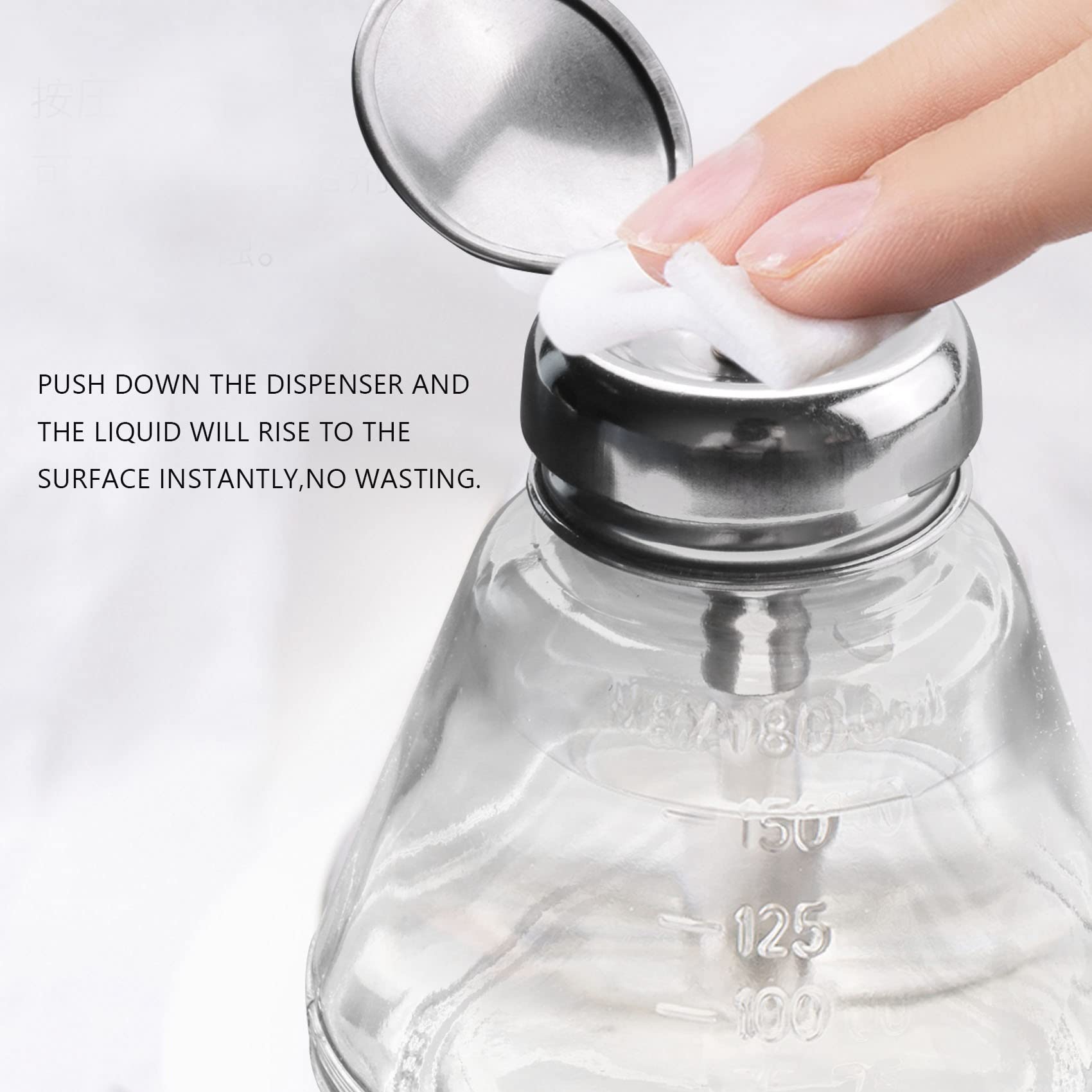 Srutueo Empty Nail Polish Pump Dispenser Glass Push Down Press Bottle