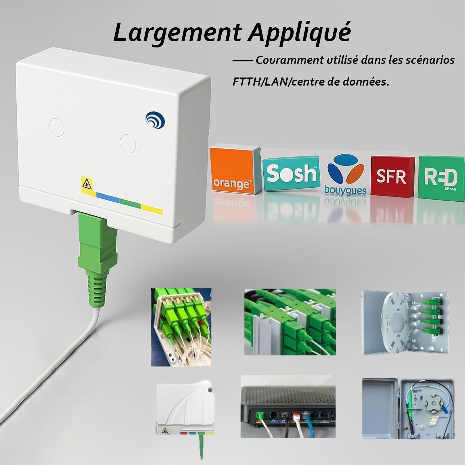 Elfcam® - Cavo Fibra Ottica SC/APC per SC/APC Simplex Monomodale, Fornito con L' adattatore per Allungare cavo fibra, Compatibile con FTTH Fibra, Bianco (1M)