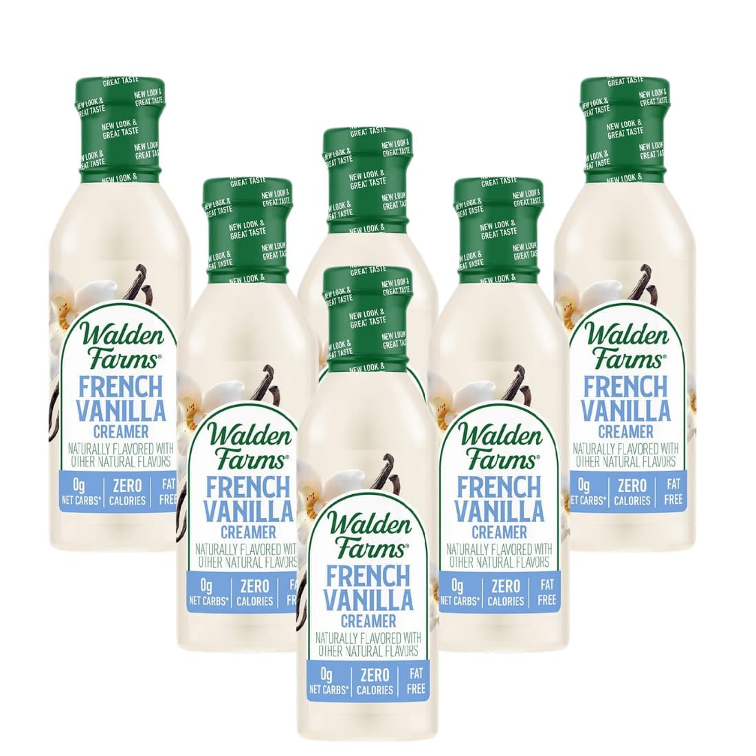 Walden Farms French Vanilla Coffee Creamer – Zero Calorie, Gluten-Free, Low Carb, Keto-Friendly, Sugar-Free, Smooth Vanilla Flavor – 6-Pack, 12 oz Bottle