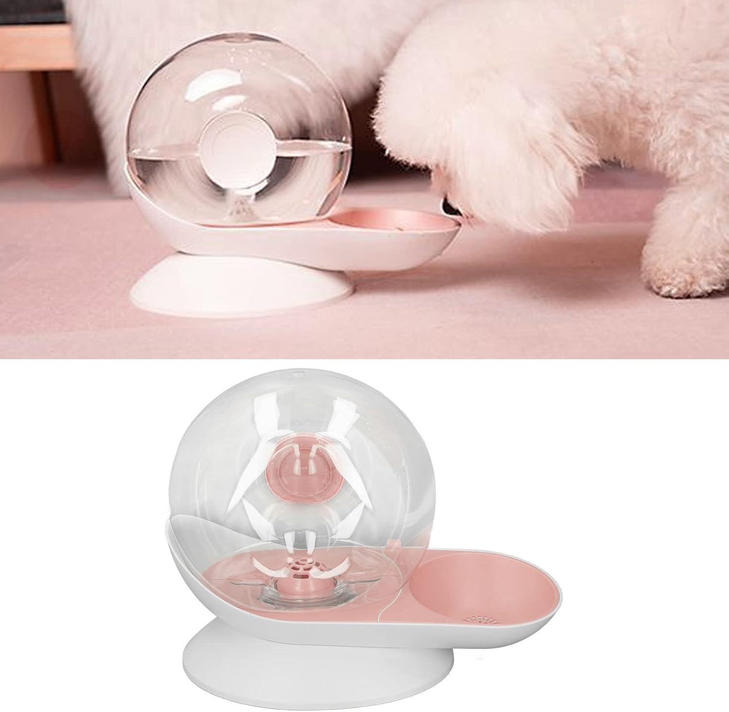 Pet Water Dispenser Bowl, Pet Water Dispenser Snail Shape Automatic Transparent 2.8L Large Capacity Drinking Fountain for Dogs Cats (Pink)