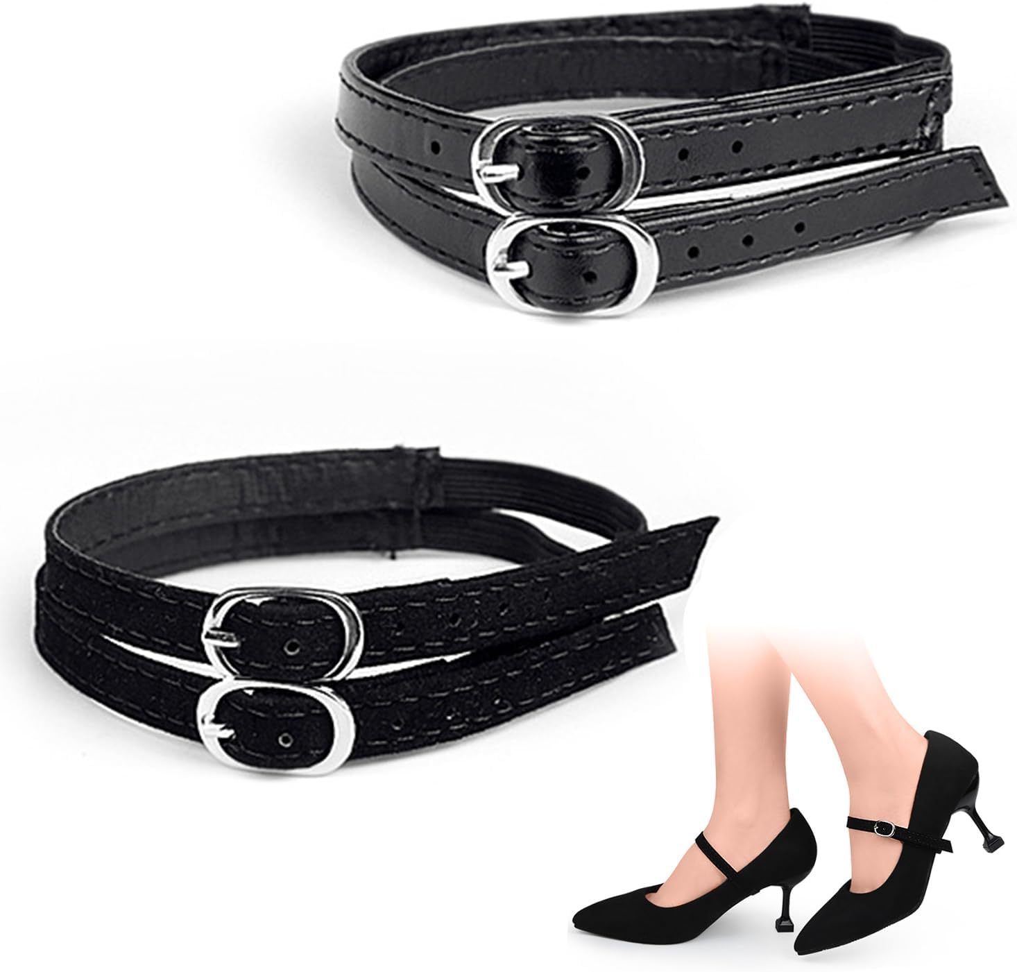 2 Pairs Shoe Straps High Heel Shoelaces Anti-loose and Non-slip Buckles Replacement Shoelace Accessories PU Leather Shoe Belt for Women Girls Sandals 2 Pairs Shoe Straps High Heel Shoelaces Anti-loose and Non-slip Buckles Replacement Shoelace Accessories PU Leather Shoe Belt for Women Girls Sandals