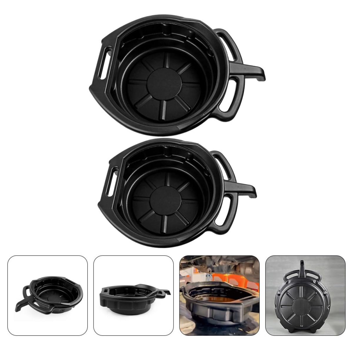 ULTECHNOVO Bandeja de Drenaje Automotor 2 Piezas 10l y 15l para Aceite Usado, Contenedores de Almacenamiento Resistentes de PE para Mantenimiento y Reparación de Motor