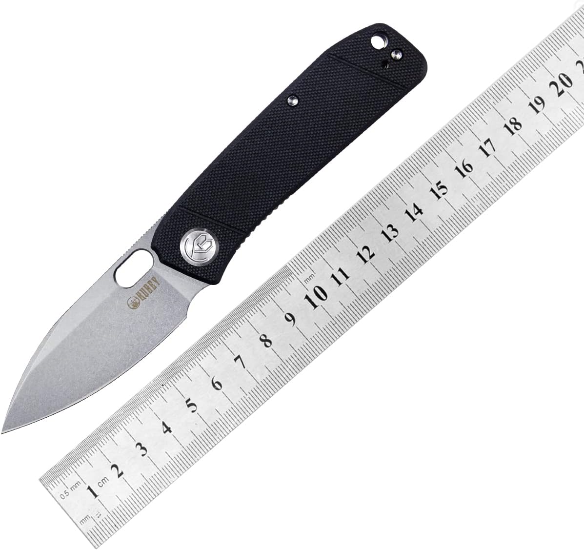 KUBEY Hyde KU2104A Pocket Knife for EDC, Small Folding Knife with 2.95-Inch 14C28N Sandvik Blade G10 Handle, Reversible Deep Pocket Clip Work for Men