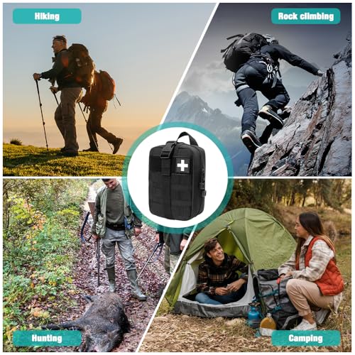 HIULLEN Botiquin de Primeros Auxilios, 46PCS First Aid Kit para Medicina Táctica, Kit De Primeros Auxilios, Bolsa de Emergencia para Viaje y Acampada(Negro) - imagen 7