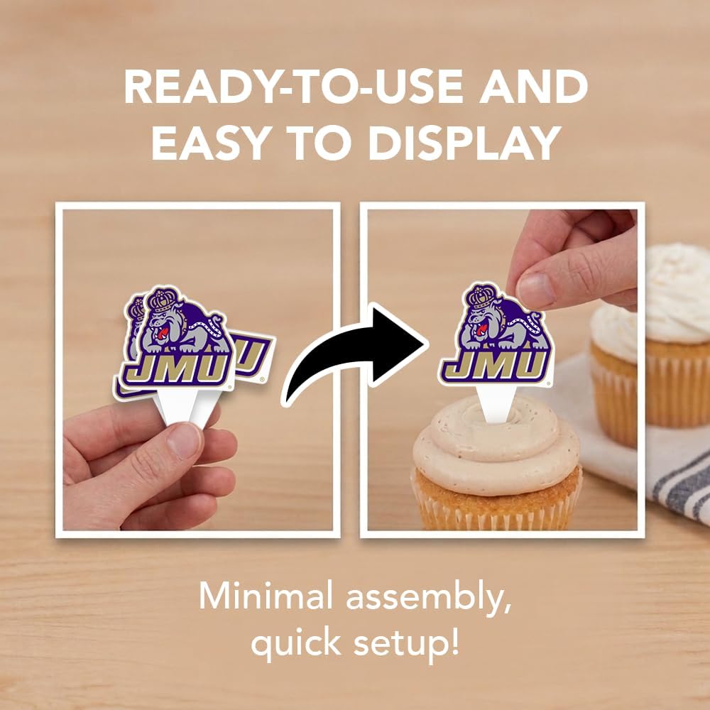 Desert Cactus James Madison University Cupcake Topper and Cake Toppers Set - JMU Dukes 25 Pcs Food Party Supplies, Tablecloth Decorations, Graduation and Game Day