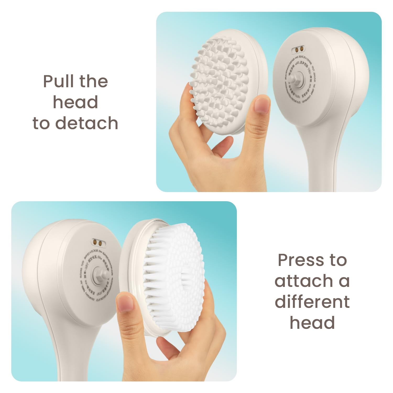Urban yog Urban yog - Cepillo de baño eléctrico automático recargable con 5 cabezales intercambiables, cepillo impermeable para ducha y baño, limpiador eléctrico de espalda y cepillo de limpieza