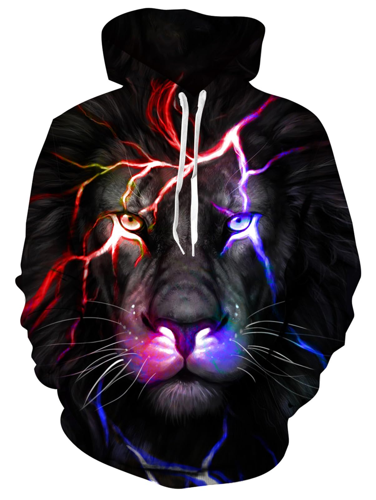 Keepmore Men's #5 3D Lion Printed Hooded Sweatshirt Cat Digital Printing Hoodie Casual Pullover Long Sleeve Top With Pocket