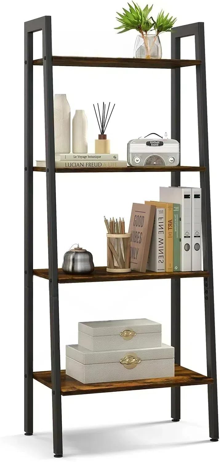 4-Tier Bookshelf, 17 inch Wooden Rack, Shelf, Bookcase, Stylish, Kitchen Rack, Open Rack, Storage Rack, for Bedroom, Office, Living Room, Rustic Brown — image 1