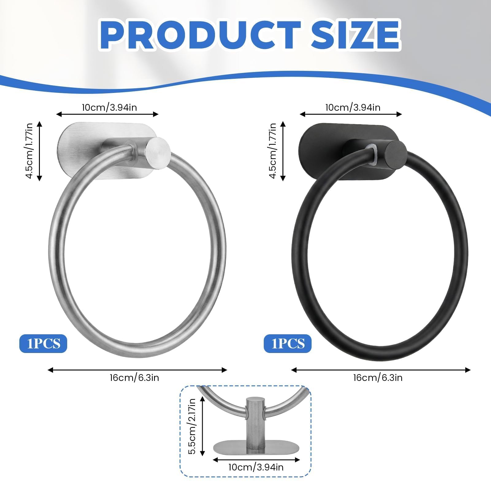 Anillo Toallero Portatollas, Portatollas Autoadhesivo, Anillo de Toalla de Acero Inoxidable de Baño, para Baño, Cocina y Salón