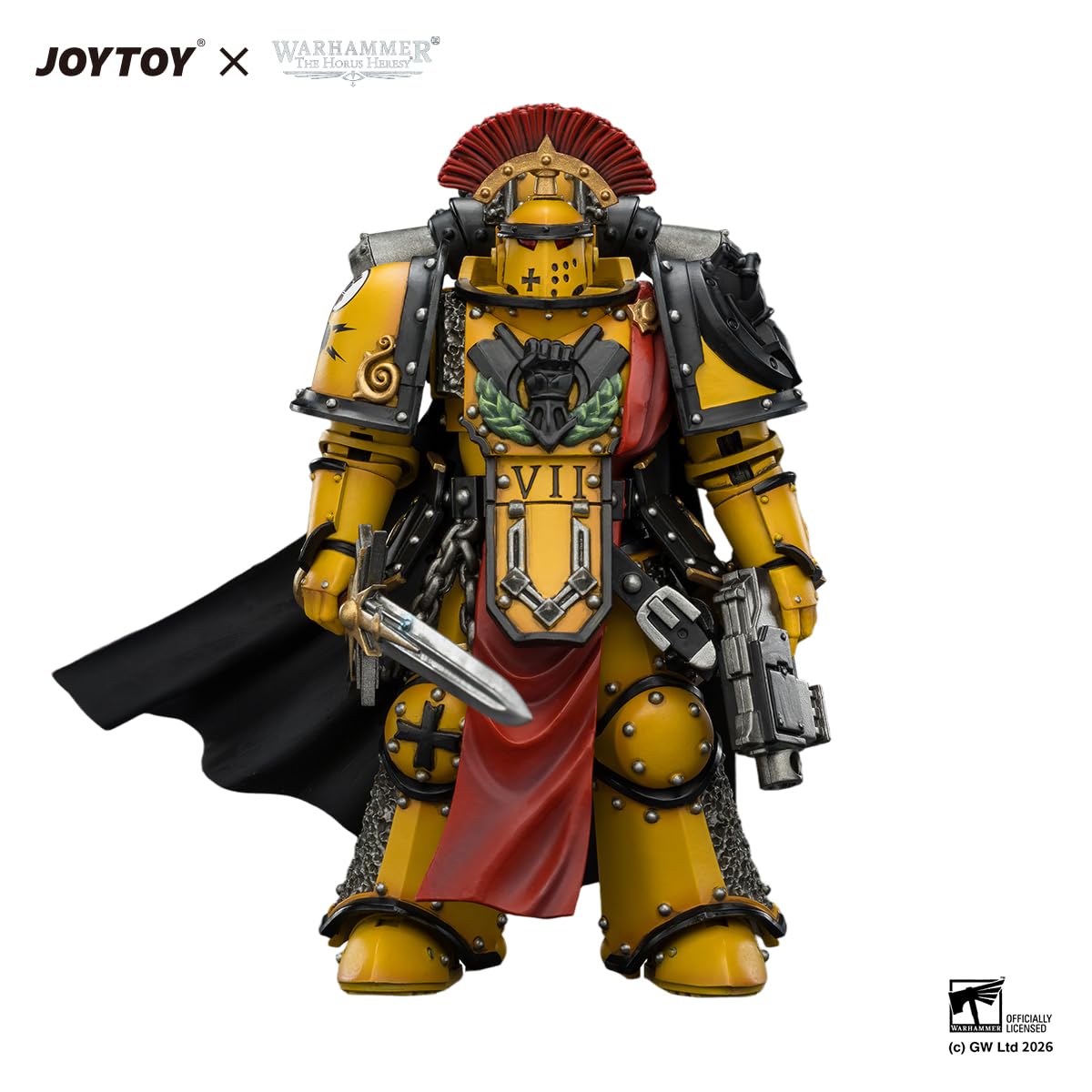 JOYTOY Imperial Fists Warhammer 40K 1/18 figurki akcji Imperial Fists Lord Castellan Evander i MkIII Armour Legion Pretor, 2 zestaw kolekcjonerski model