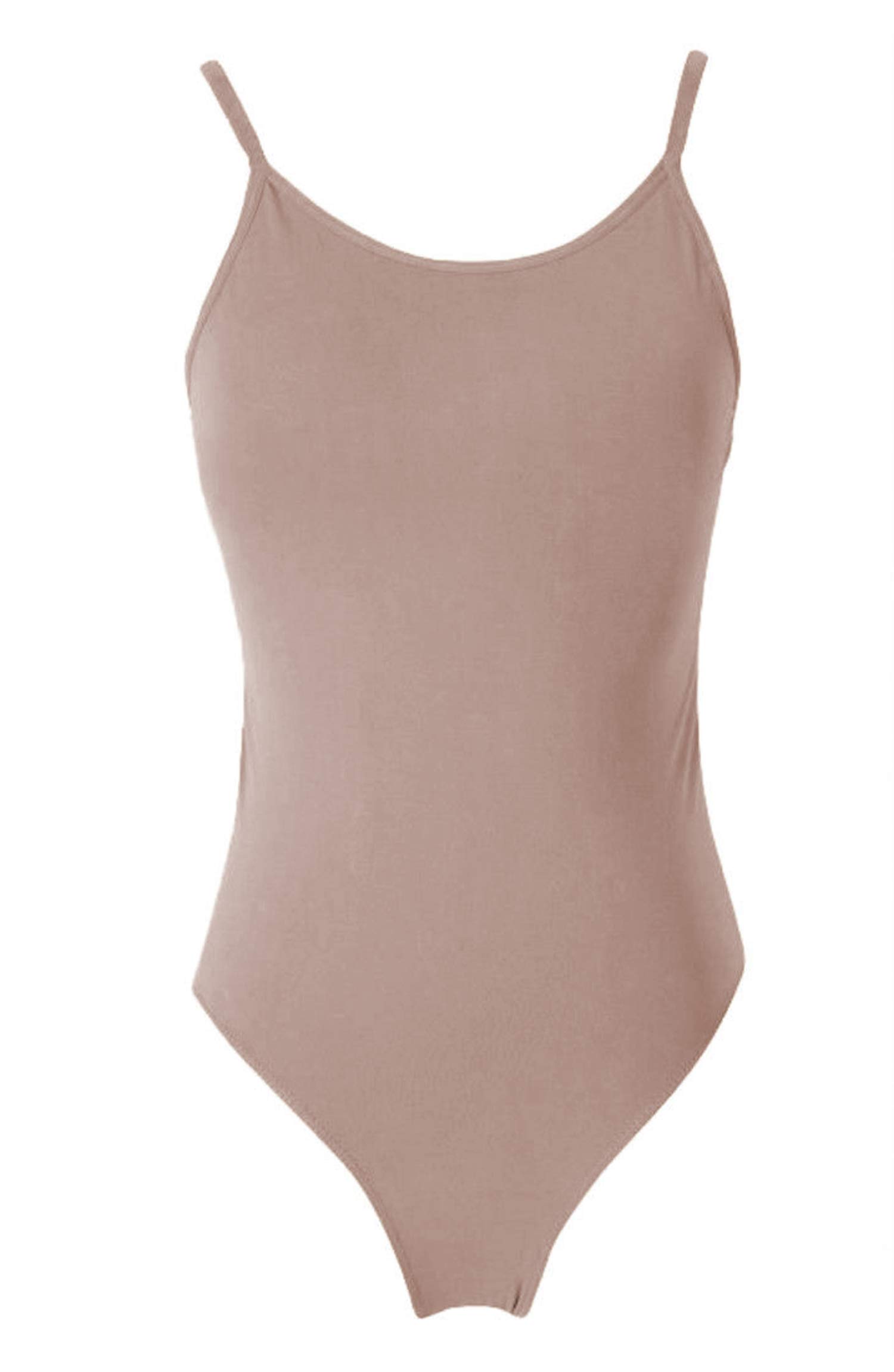 Futura London Tan Nude Low U Back Girls Kids Cotton Ballet Dancewear Thin Strap Sleeveless Leotard Bodysuit (AGE 9/10)