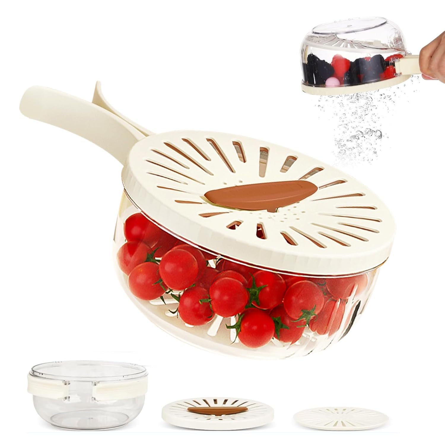 2-in-1 Fruit & Vegetable Washer and Strainer Bowl with Drain Lid – Food Washing, Rinsing & Storage Basket for Produce, Salad, Tomatoes, Grapes & Berries – Kitchen Colander-image-17