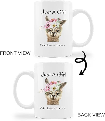Miniatura 4 de Taza de cerámica Just A Girl Who Loves Llamas de 11 onzas, taza de café con leche y té, taza de llama floral de animales salvajes, regalos para