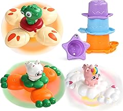 Fajiabao Baby Bath Toy Spinner 1 Year - Bath Games for Children Set of 8 Pieces Baby Sucker Toy, Stacking Cups, Baby Car Games, 6-12 Months, Child Game, Original Gift for Girls and Boys