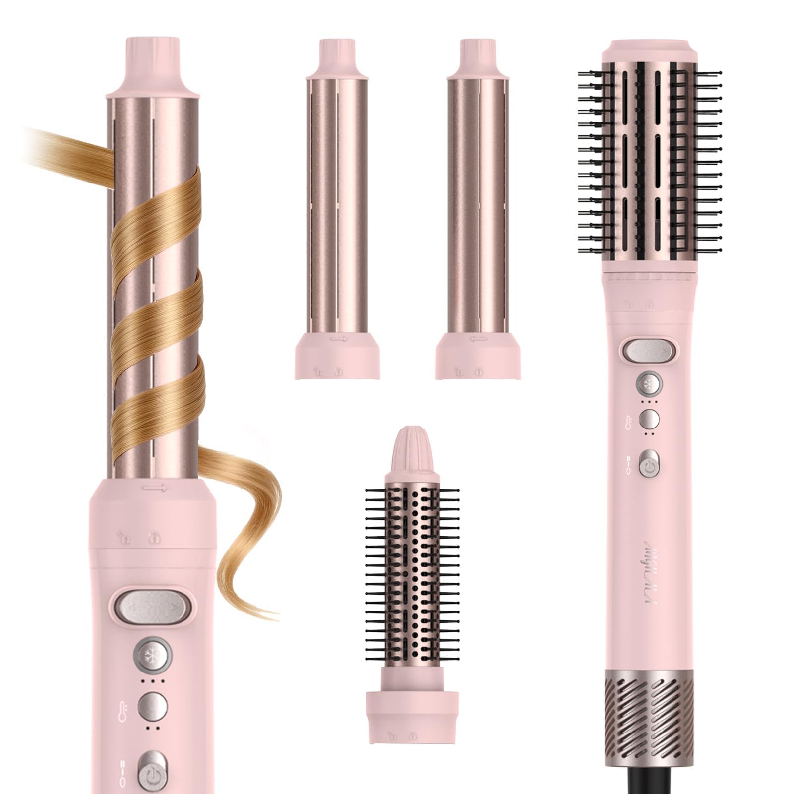 Photo 1 of ANGILALA Rotating Hair Dryer Blow Brush, Multi Hot Air Styler Wrap, 105,000 RPM High-Speed Volumizing Spinning Blow Dryer Brush with Auto Curlers, Dry & Smooth & Curl & Volumize All in One