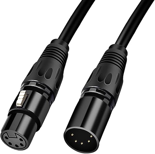 HOSONGIN Adaptador de cable XLR DMX de 5 pines de 3.3 pies, DMX512 5PIN XLR macho a hembra de 5 pines DMX Cable