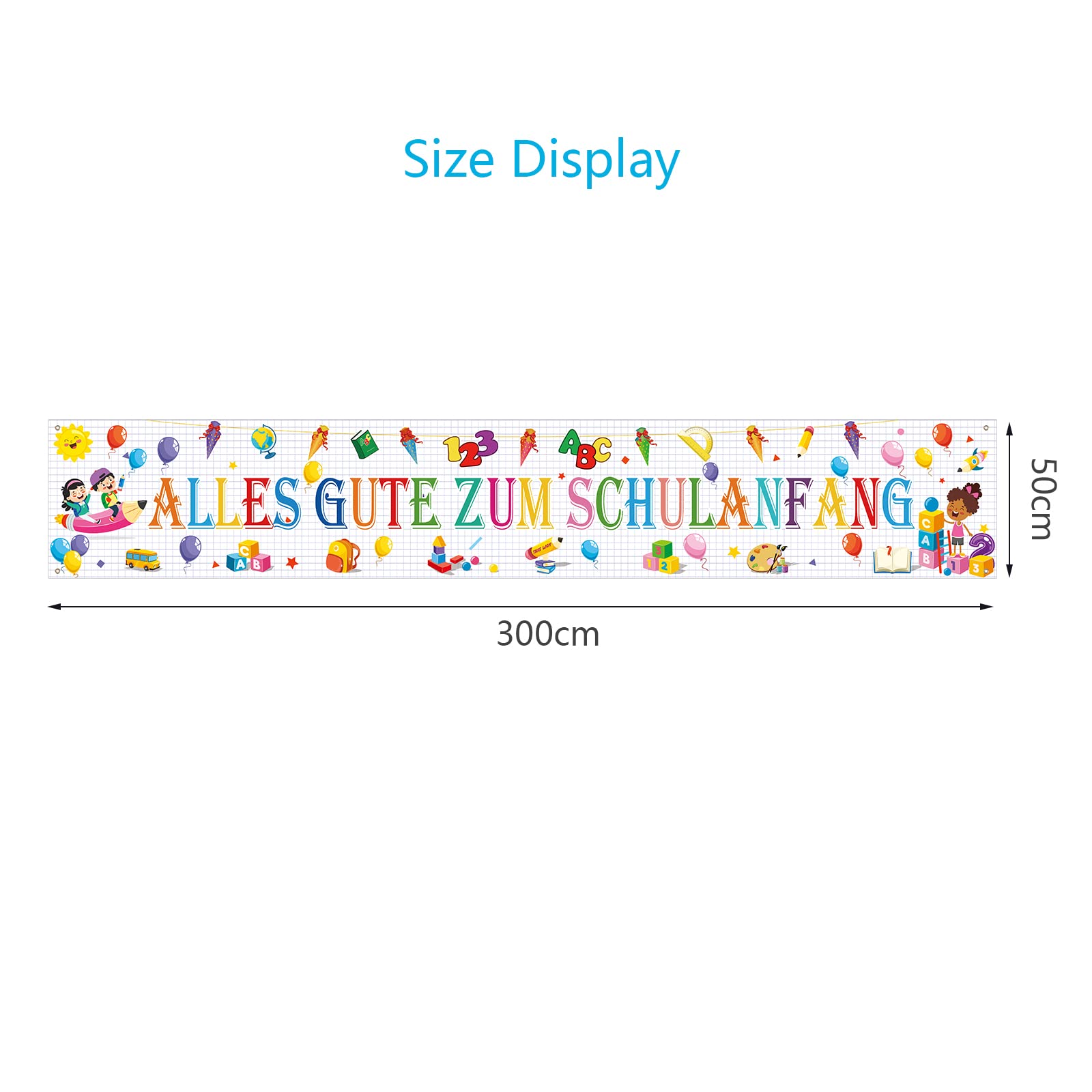 LAMEK Alles Gute Zum Schulanfang Banner 300x50cm Einschulung Willkommen Girlande Banner Schuleinführung Extra Lange Hintergrund Schulkind Schulstart Deko für Schultag Jungen Mädchen, Weiß