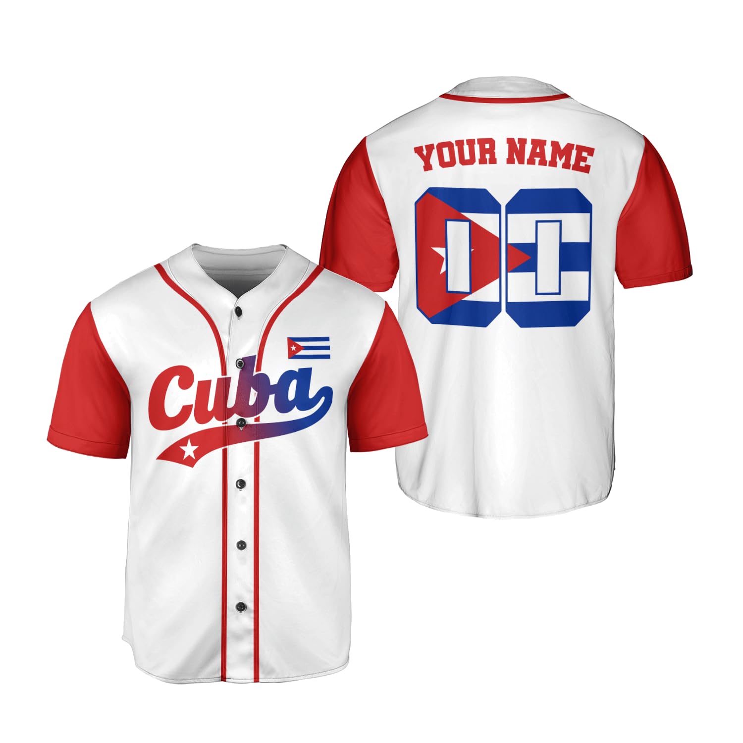 MAPrints Personalized Name Cuba Baseball Jersey Shirt, Republic of Cuba Flag Pride Jersey, Cuban Jersey Camisa for Men &Women (Cuba 8)