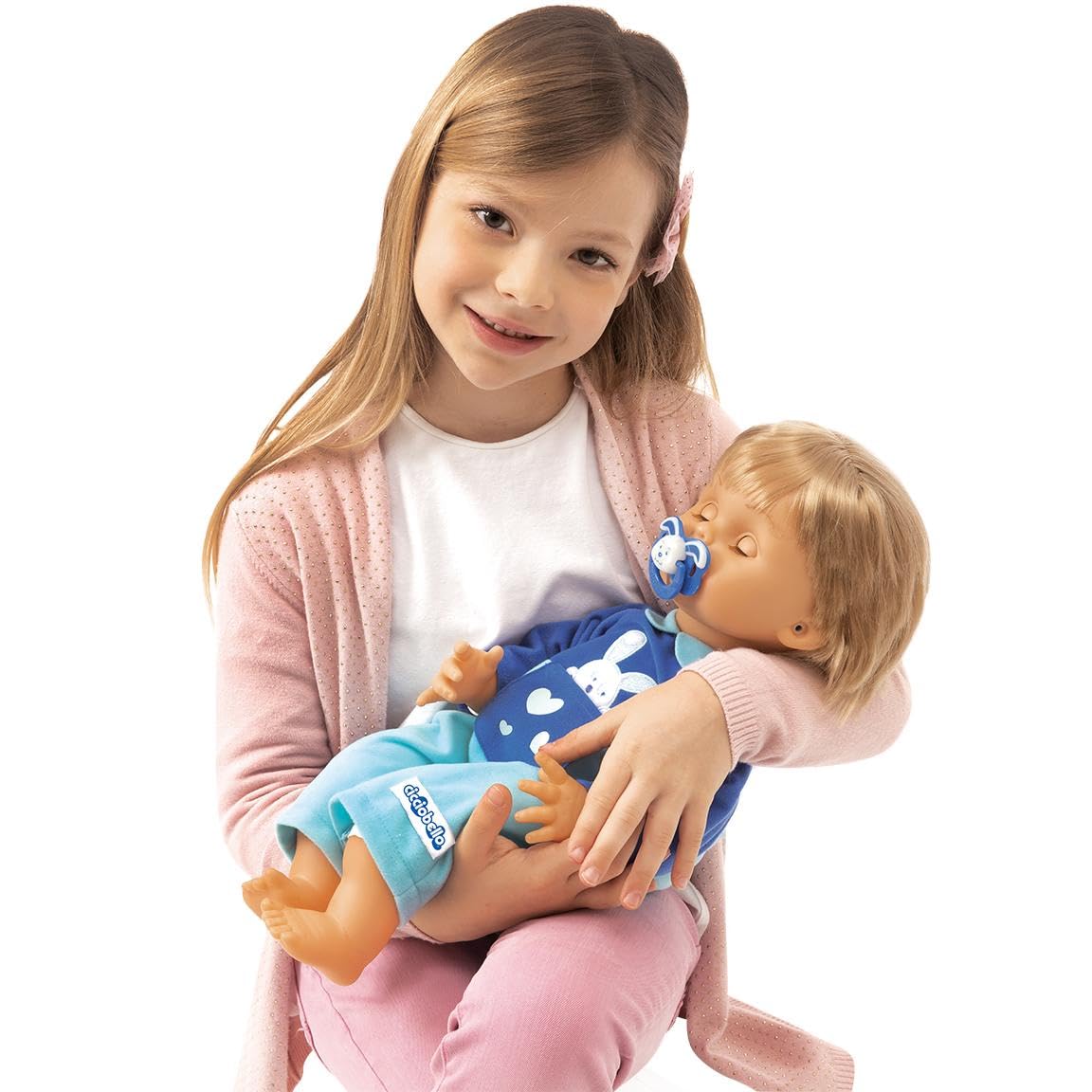 Cicciobello Bua, Bambola Interattiva con Accessori, Giochi Bambini 2 anni, Accessori per la Cura Come Termometro e Stetoscopio, Usa il Ciuccio per Farlo Smettere di Piangere!