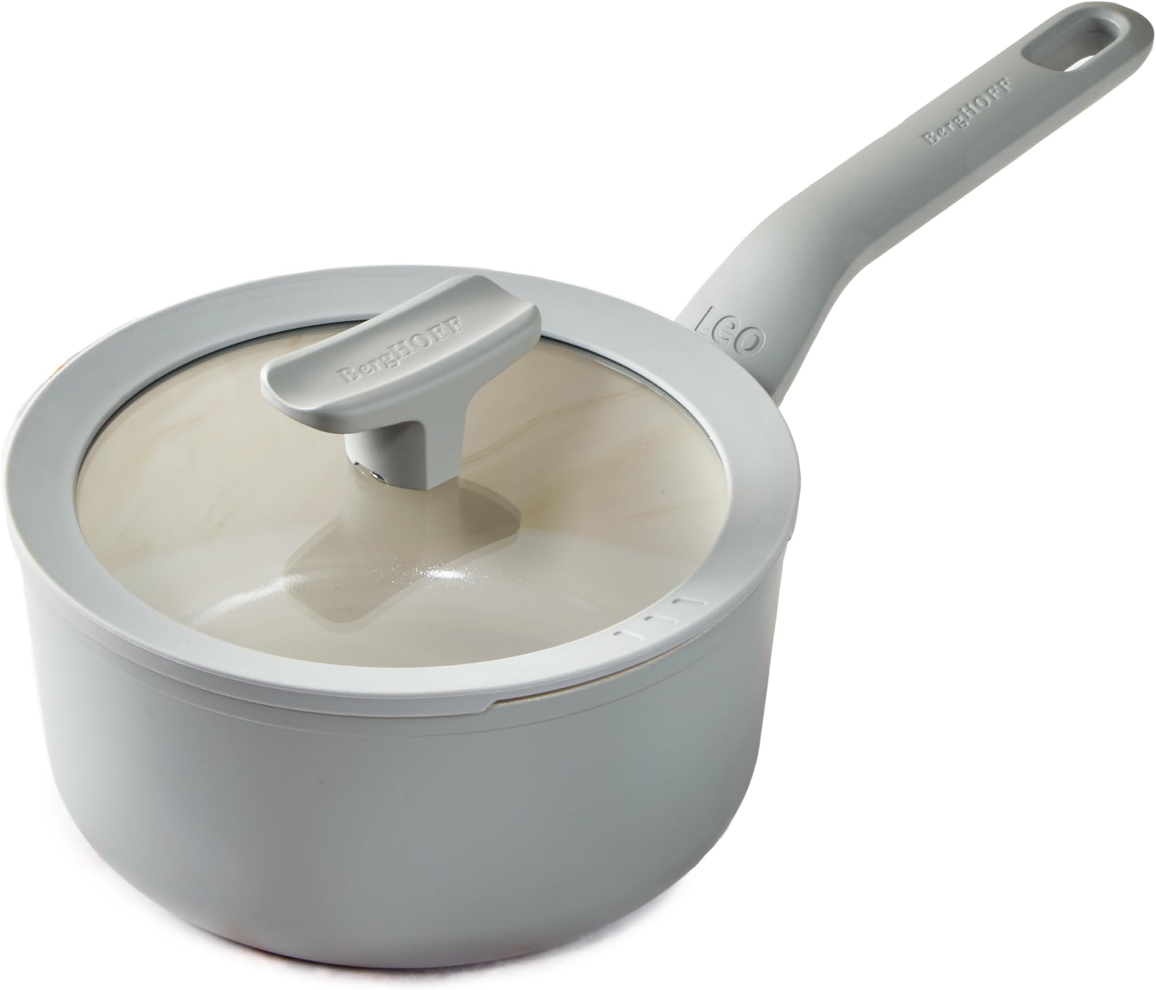 Balance Non-stick Ceramic Saucepan 7", 2.1qt. with Multifunctional Glass Lid, Recycled Aluminum, CeraGreen Non-toxic Coating, Stay-cool Handle, Induction Pan, 100% Sustainable, Moonmist